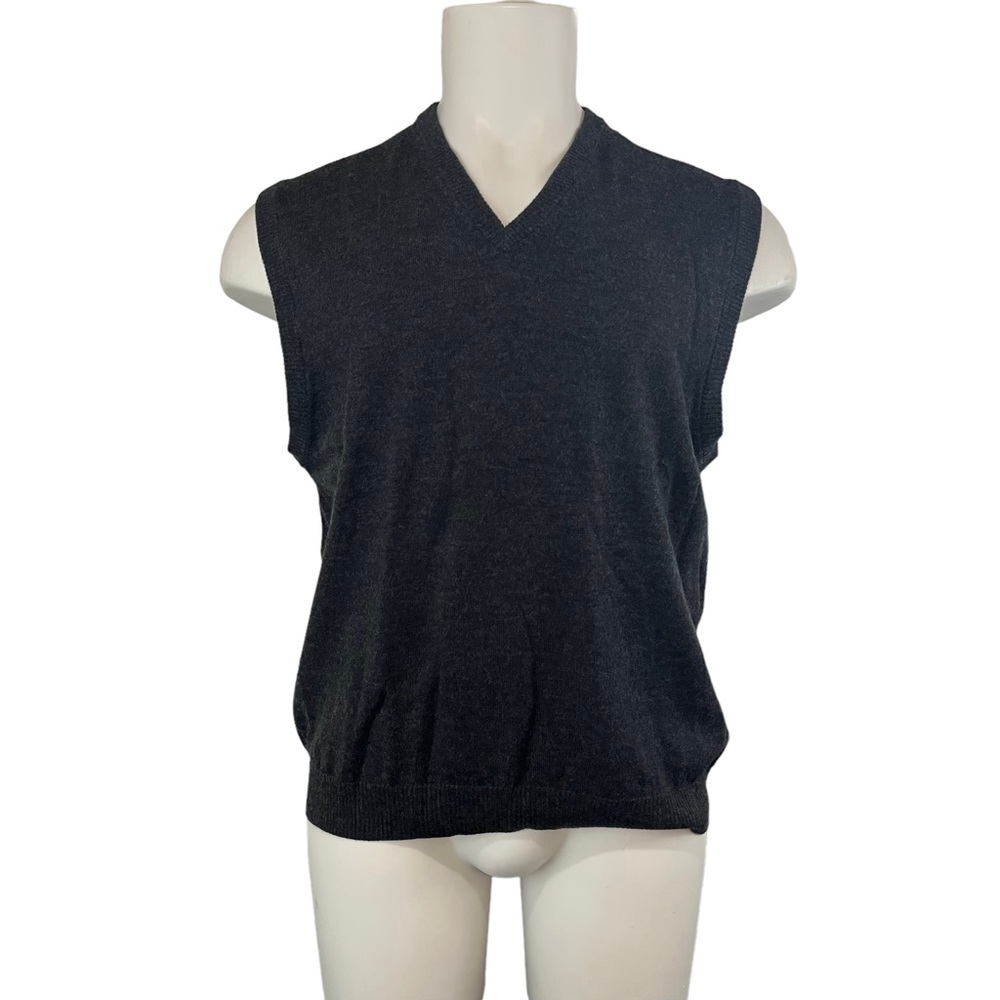 Pronto Uomo Sweater Vest Mens XL Grey Pullover 100% Merino Extra Fine Wool (297)